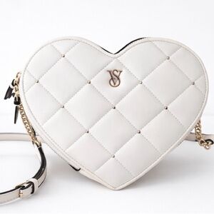 Victoria's Secret White Quilted Heart Crossbody Bag